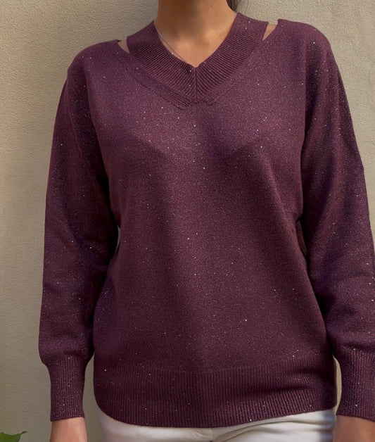 SUSY MIX - MAGLIA CUT OUT - VINO
