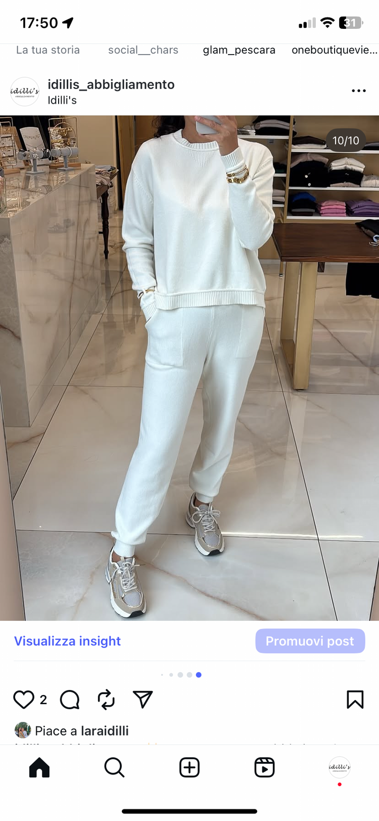 SUSY MIX -  COMPLETO MAGLIA GIROCOLLO + PANTALONE - PANNA