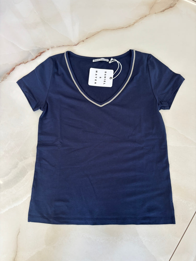DANIEL & MAYER - T SHIRT SEMPLICE SCOLLO A V - BLU