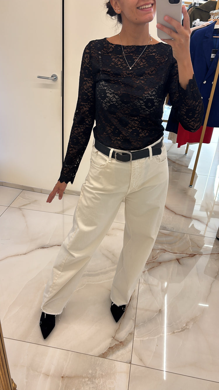 SUSY MIX - MAGLIA PIZZO MANICA 3 / 4 - NERA