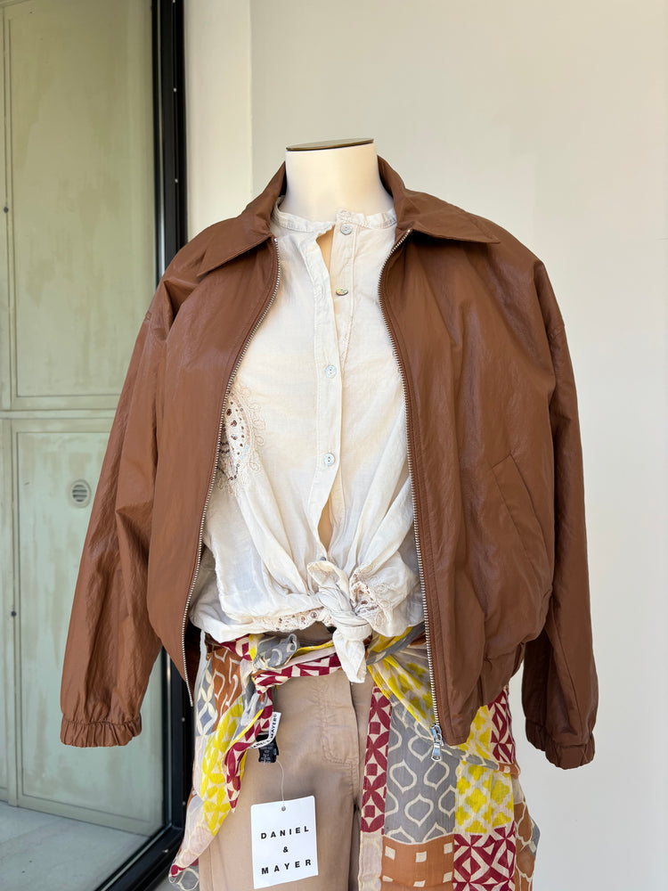 Susy mix - Giubbino zip ecopelle - marrone