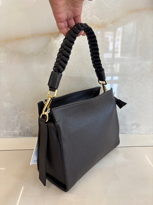 BORSA HOBO PICCOLA MANICO INTRECCIATO - TESTA DI MORO