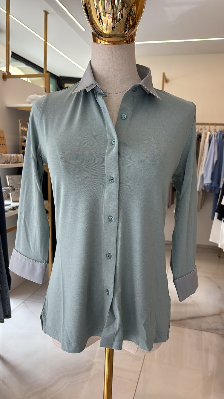 DANIEL E MAYER - CAMICIA IN MAGLIA - VERDE ACQUA