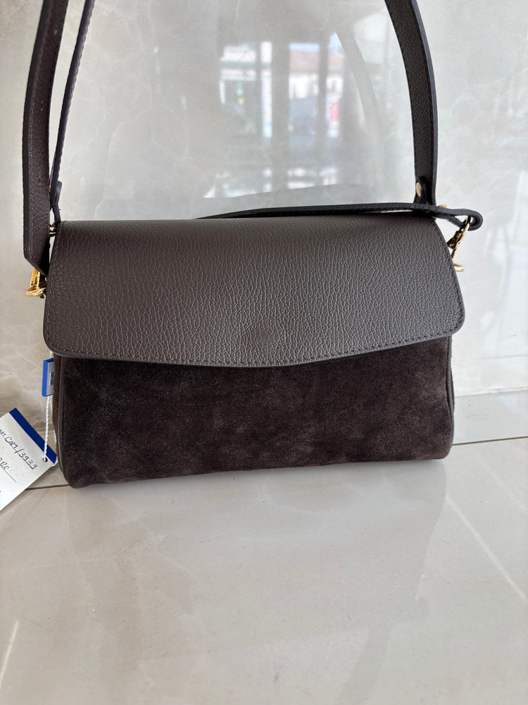 BORSA SUEDE E PELLE  - TESTA DI MORO