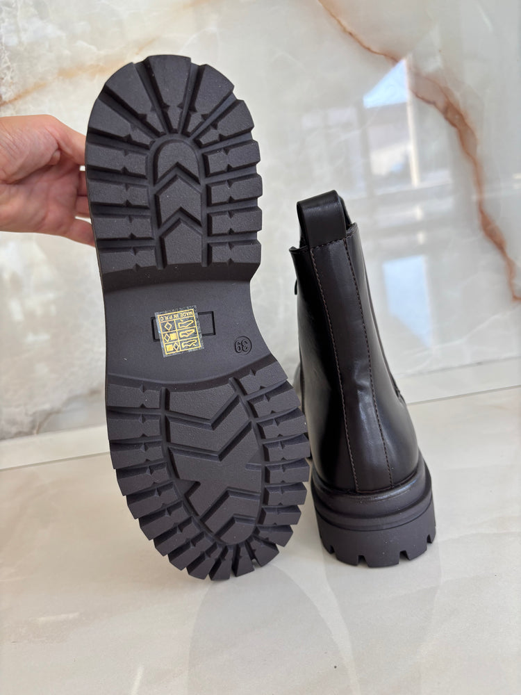 STIVALETTO BASSO LISCIO - MARRONE