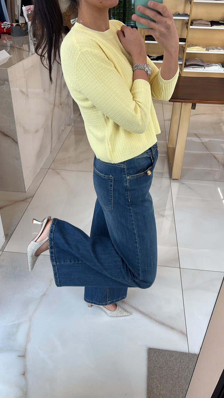 SUSY MIX - MAGLIA BOTTONI STRASS - GIALLO