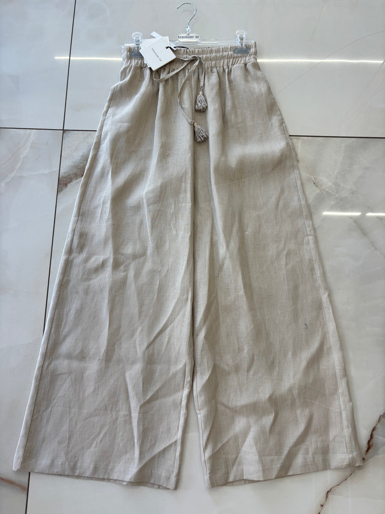 TENSIONE IN - PANTALONE IN LINO - BEIGE