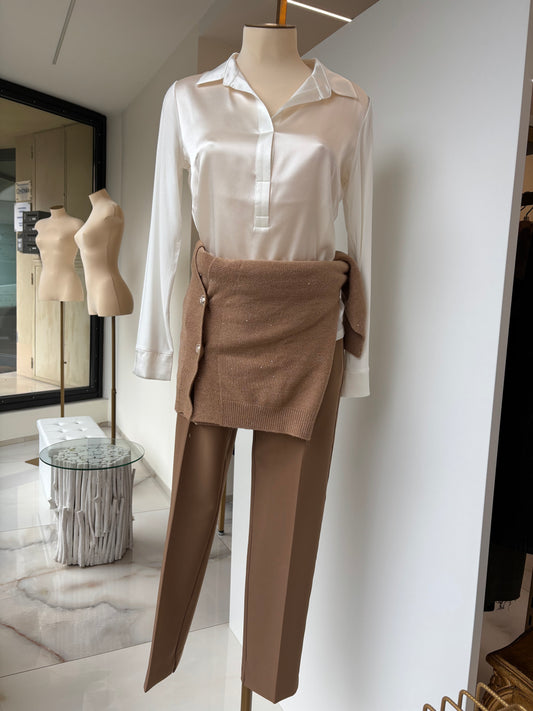DANIEL E MAYER - MAGLIA CAMICIA SETA - BIANCA