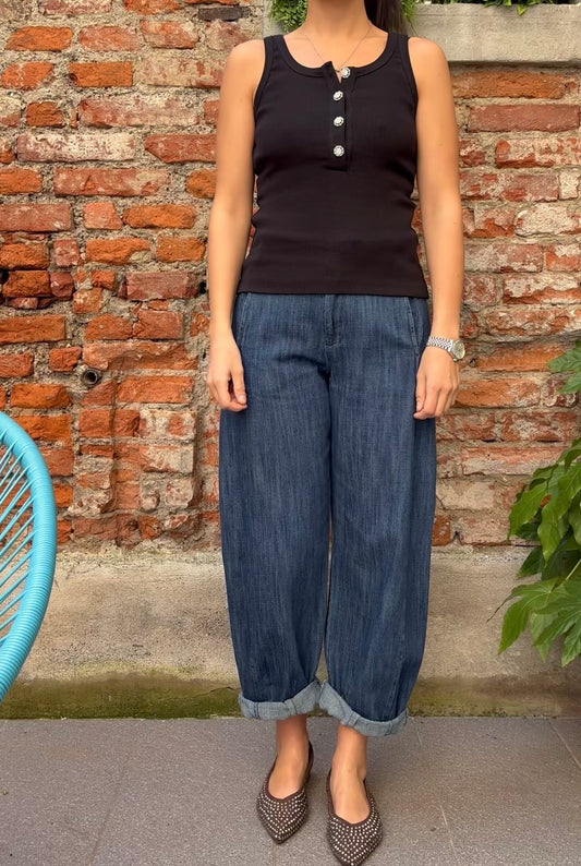 SUSY MIX - CANOTTA CON BOTTONI -NERA