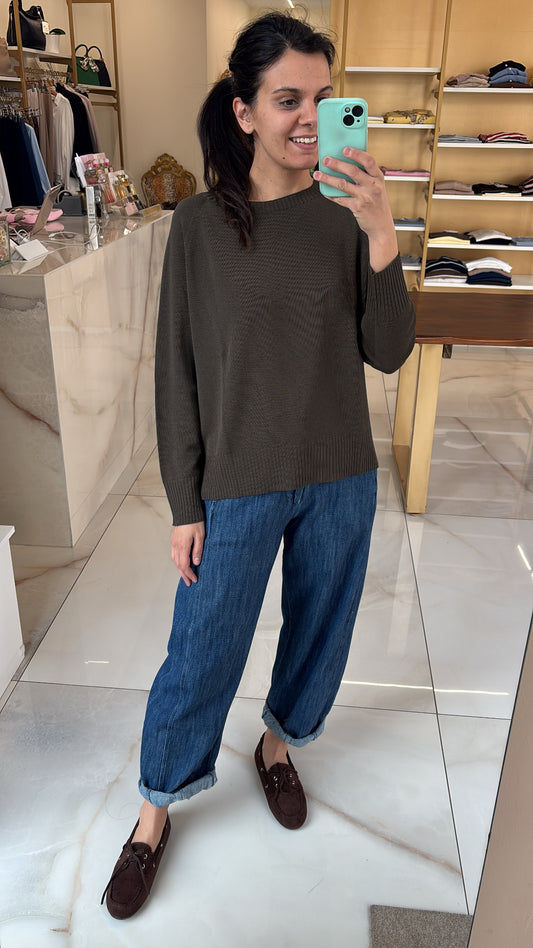 SUSY MIX - MAGLIA SCOLLO A BARCA - MORO