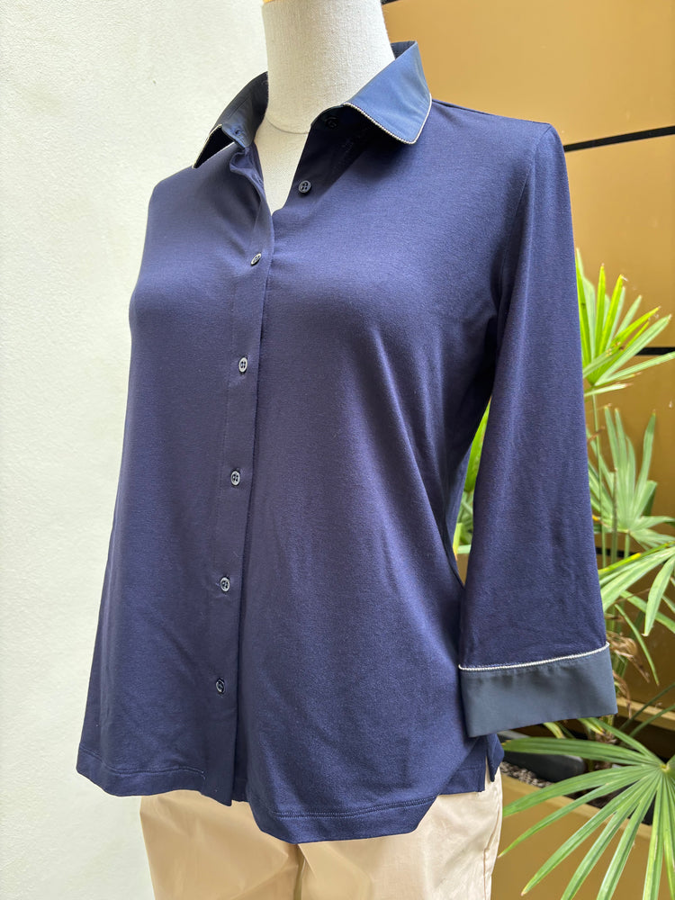 DANIEL E MAYER - CAMICIA IN MAGLIA - BLU NOTTE