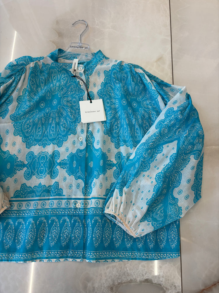 TENSIONE IN - CAMICIA IN MUSSOLA DI COTONE - AZZURRO ACQUA