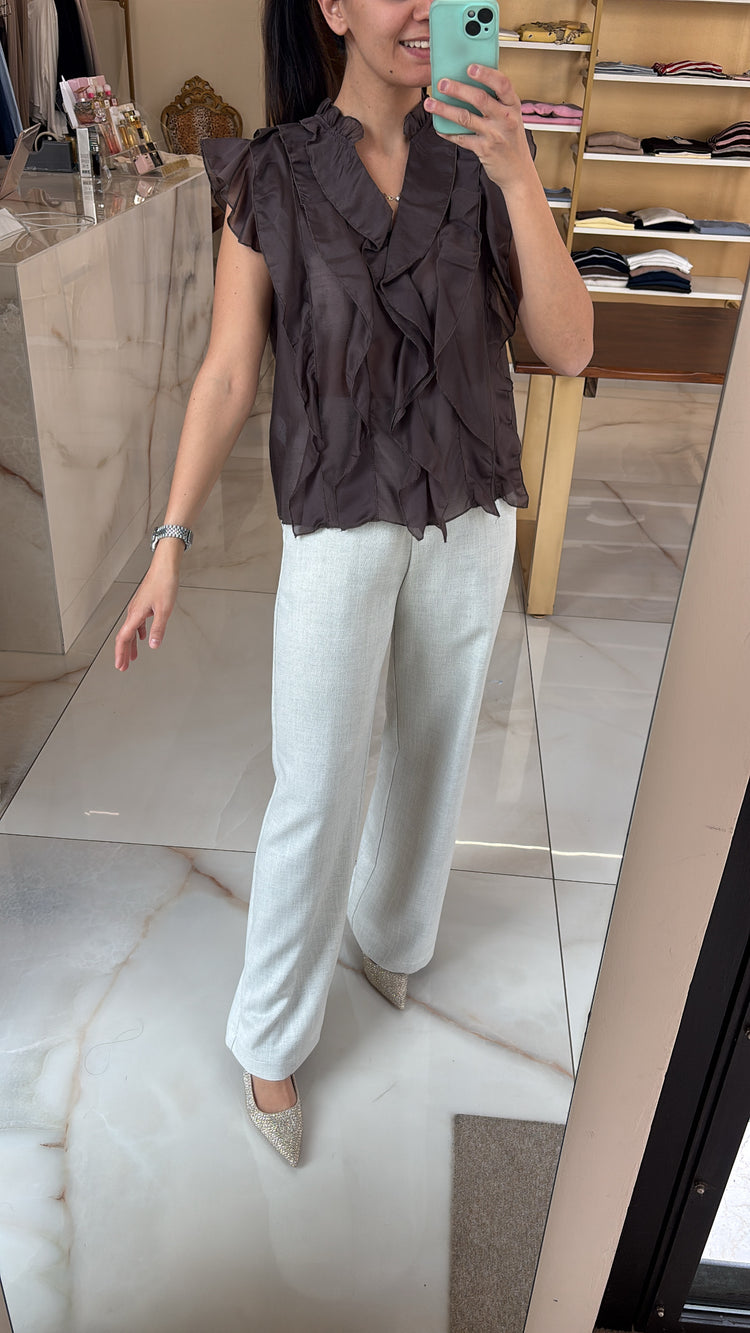 CARMEN - TAILLEUR TRAMA - PANTALONE PANNA