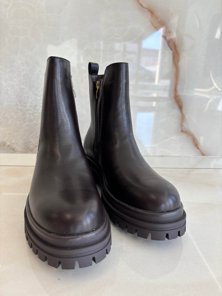 STIVALETTO BASSO LISCIO - MARRONE