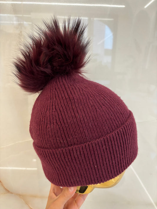 BERRETTA CON RISVOLTO E PON PON - DARCY - GRIGIO SCURO