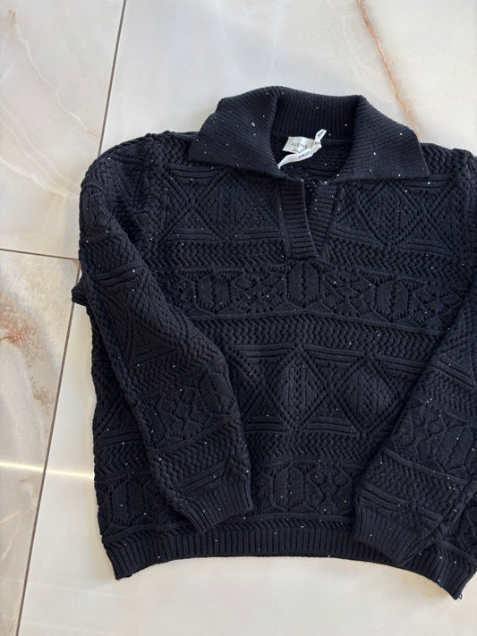 SUSY MIX - POLO PAILLETTES - NERO