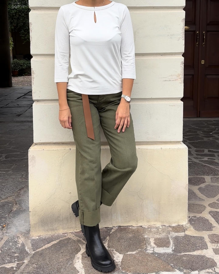 HAVEONE - PANTALONE " MANDY " - VERDE MILITARE