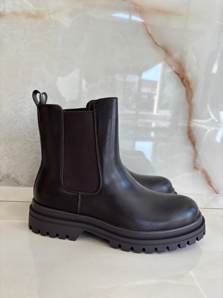 STIVALETTO BASSO LISCIO - MARRONE