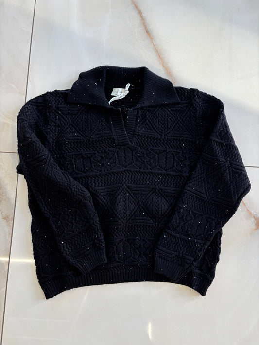 SUSY MIX - POLO PAILLETTES - NERO