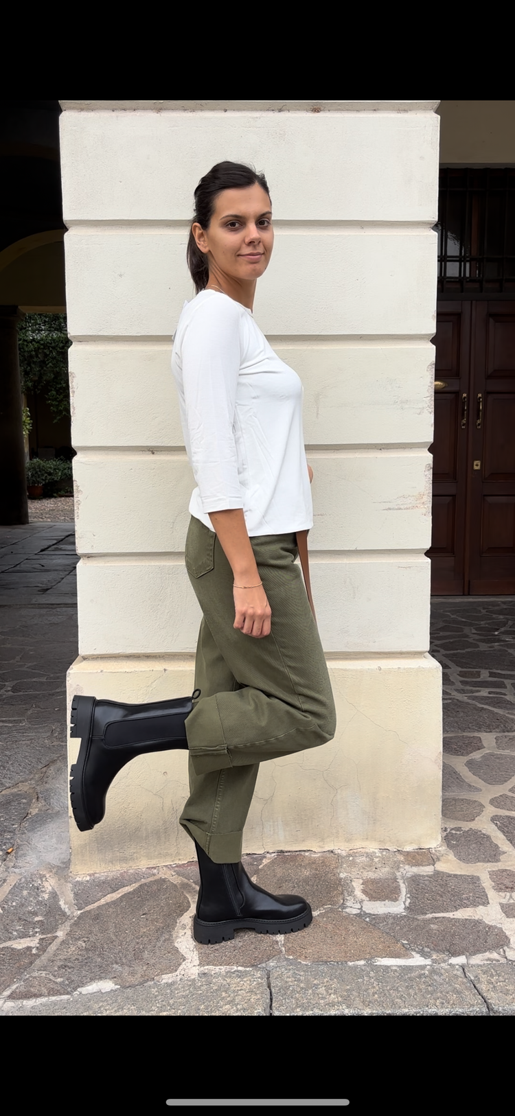 HAVEONE - PANTALONE " MANDY " - VERDE MILITARE