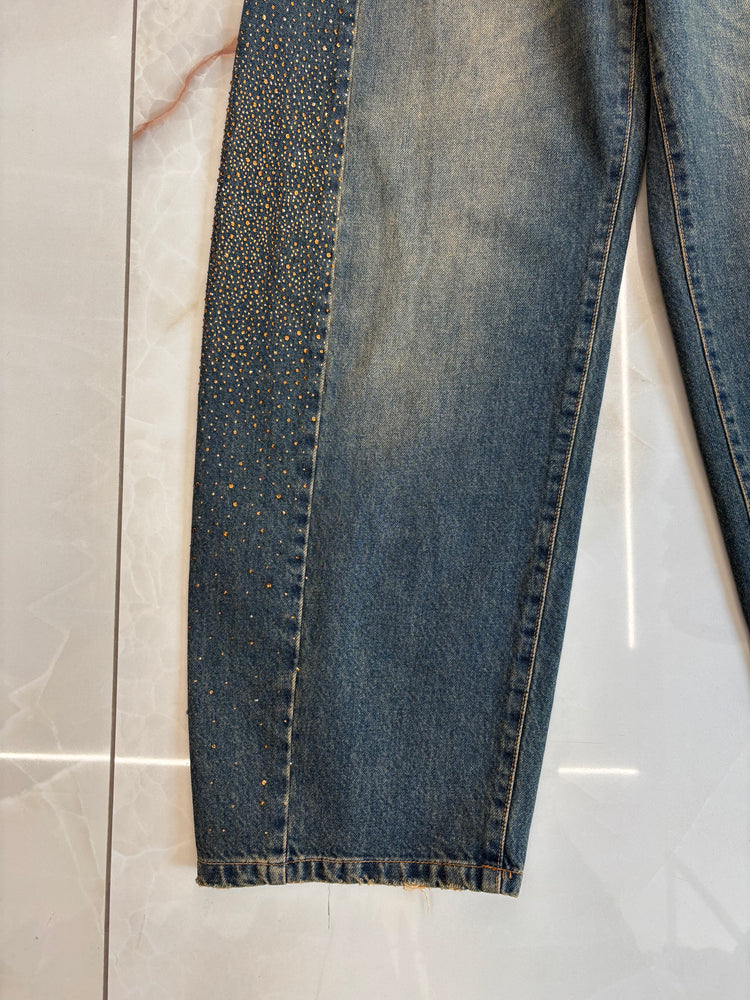 CARMEN - JEANS OVETTO CON STRASS - RAME