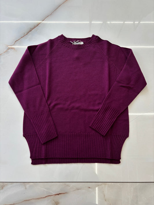 CARMEN - MAGLIONE PROFILINO BRACCIO TONO SU TONO  - BURGUNDY