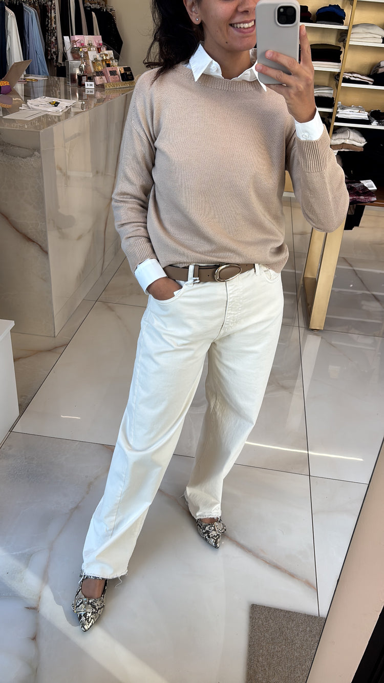 CARMEN - MAGLIONE GIROCOLLO cod. GRACE - BISCOTTO