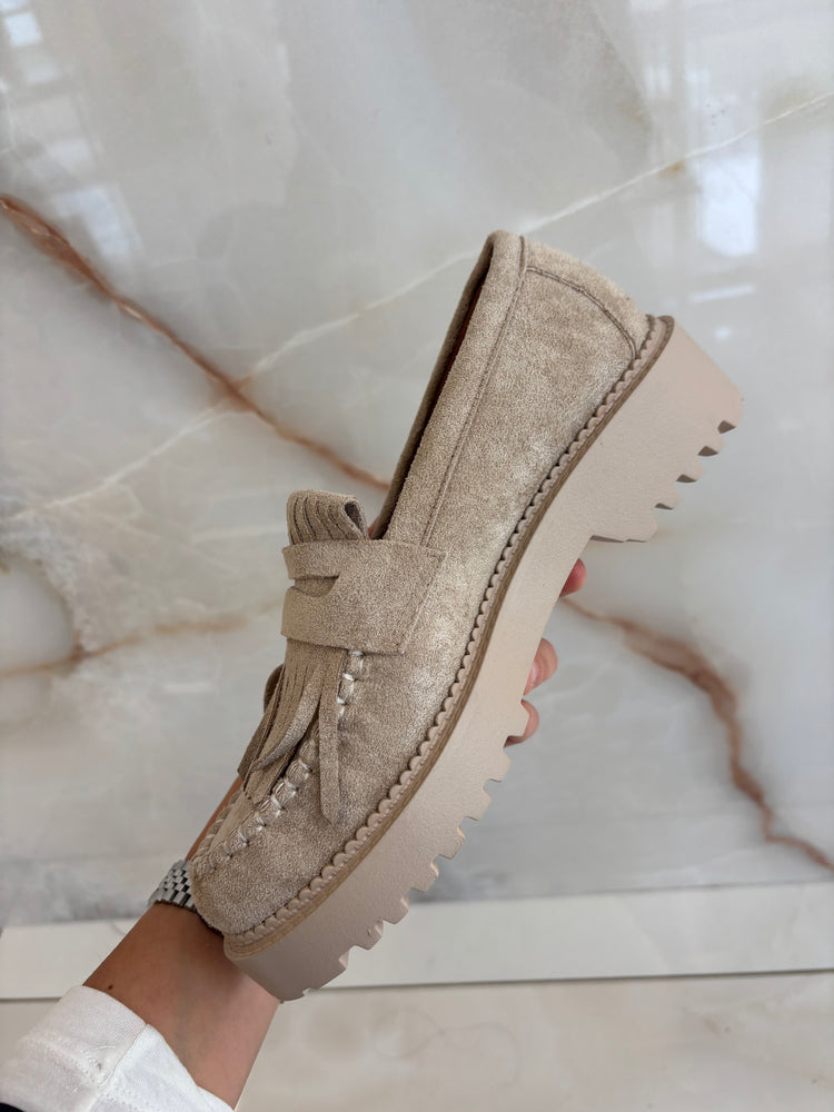 Mocassino - Frange - Beige