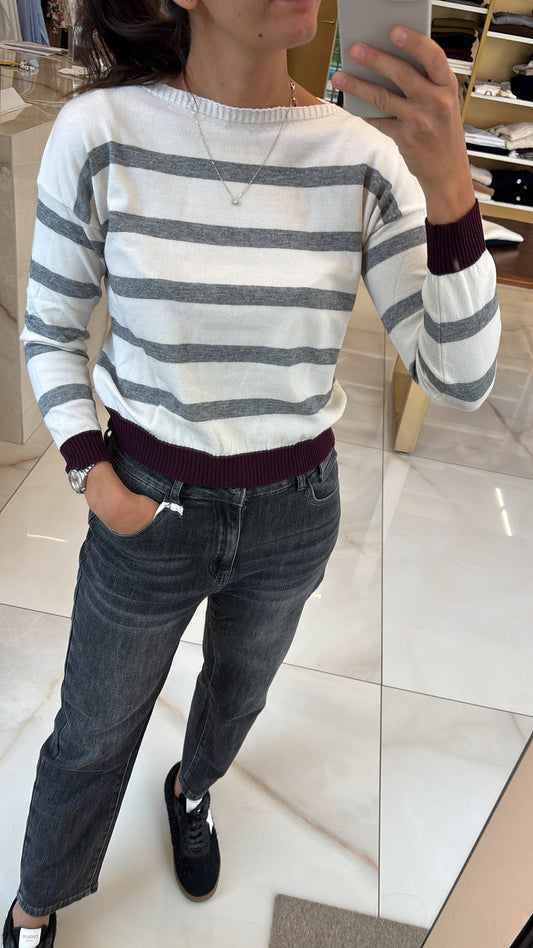 SUSY MIX - MAGLIA RIGATA - BORDEAUX