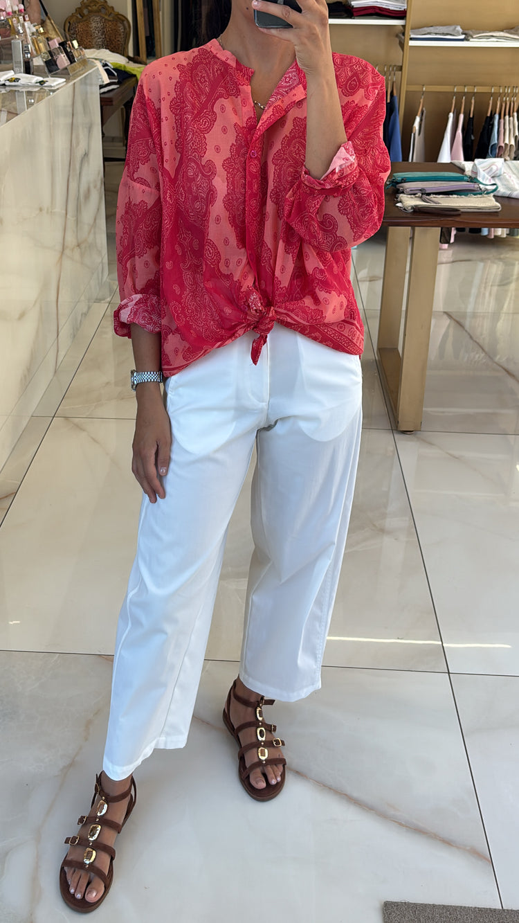 TENSIONE IN - CAMICIA IN MUSSOLA DI COTONE - BANDANA MAGENTA