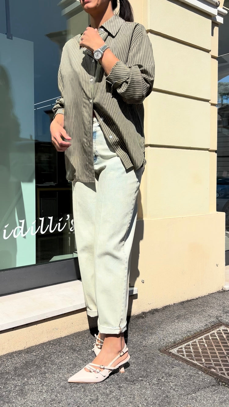 SUSY MIX - CAMICIA RIGHE - VERDE MILITARE