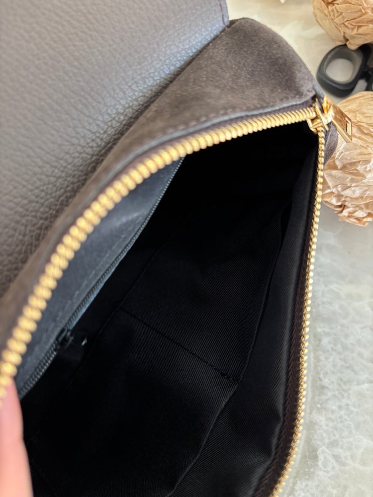 BORSA SUEDE E PELLE  - TESTA DI MORO