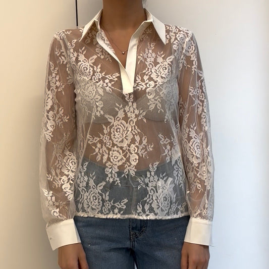 SUSY MIX - CAMICIA PIZZO - CREMA