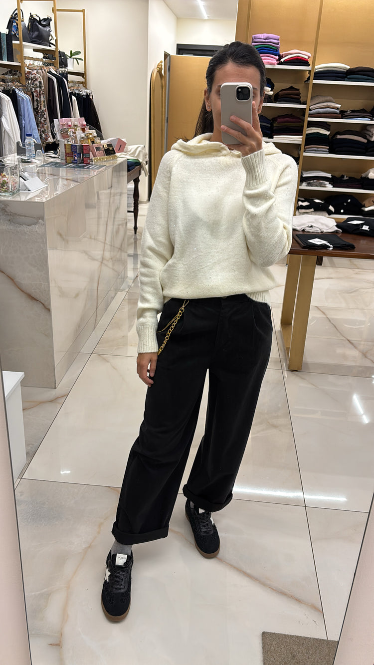 SUSY MIX - PANTALONE NERO C/CATENA