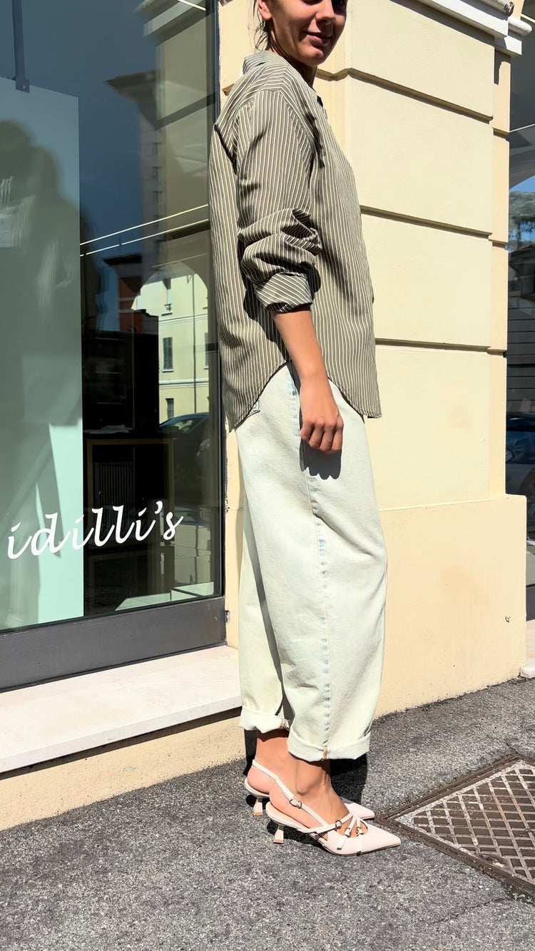 SUSY MIX - CAMICIA RIGHE - VERDE MILITARE