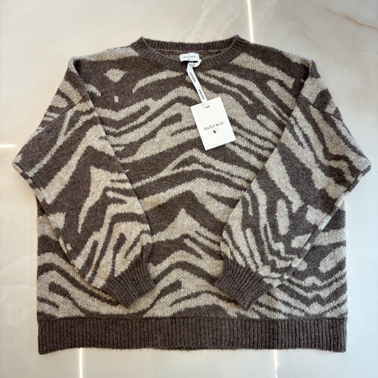 SUSY MIX - MAGLIONE ZEBRATO - FANGO TAUPE