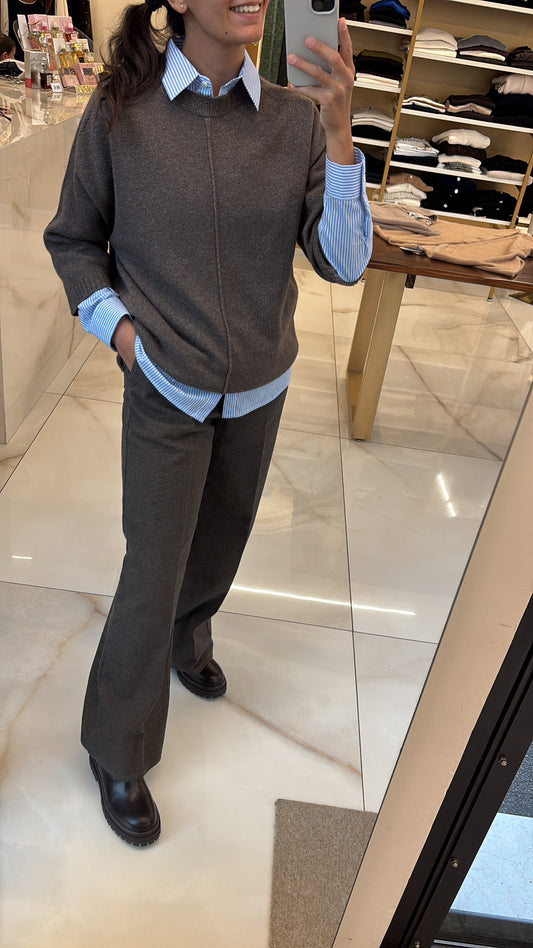 DANIEL & MAYER - PANTALONE A PALAZZO PUNTINATO - MARRONE