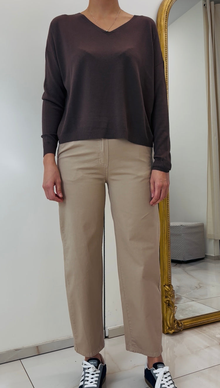 TENSIONE IN - MAGLIA SCOLLO V  - CHOCO