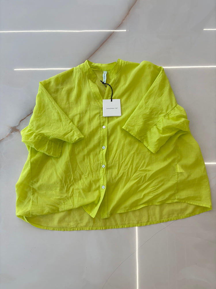 TENSIONE IN - CAMICIA IN MUSSOLA DI COTONE - GIALLO LIME