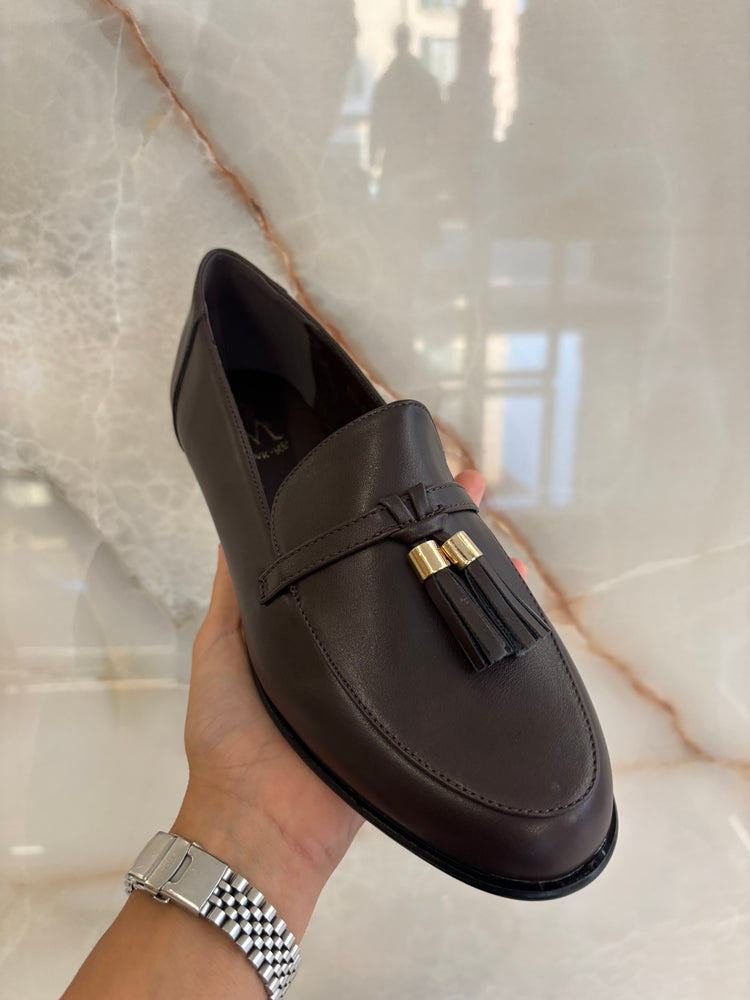 MOCASSINO ECOPELLE LISCIO - MARRONE