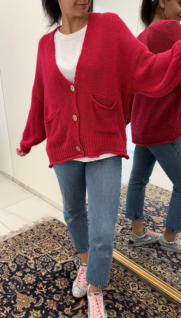 HAVEONE - CARDIGAN A TRE BOTTONI - FUCSIA