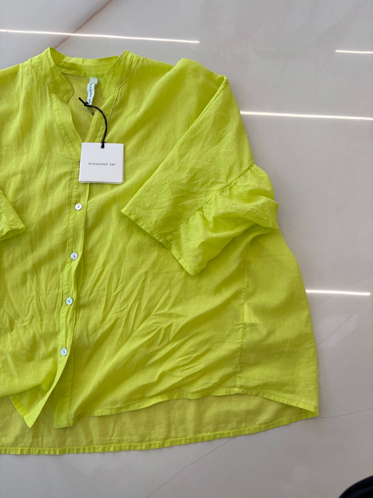 TENSIONE IN - CAMICIA IN MUSSOLA DI COTONE - GIALLO LIME