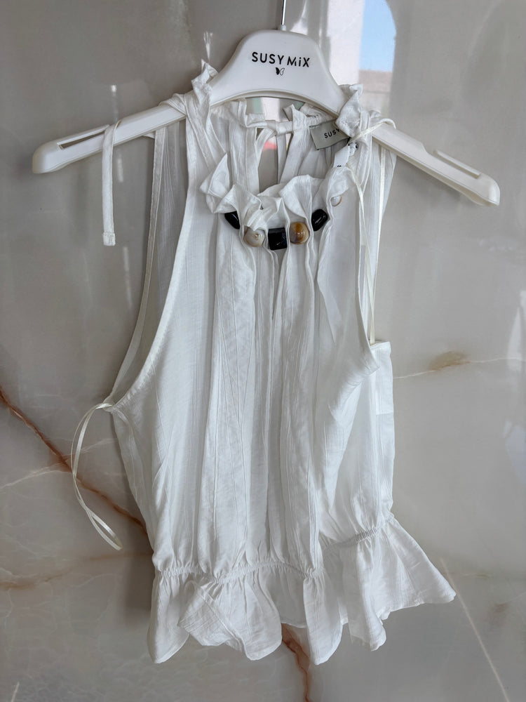 SUSY MIX - CANOTTA CON ACCESSORIO COLLANA - PANNA