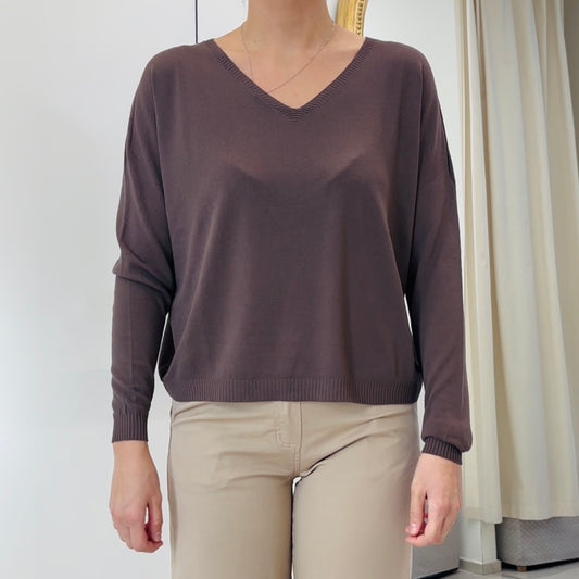 TENSIONE IN - MAGLIA SCOLLO V  - CHOCO