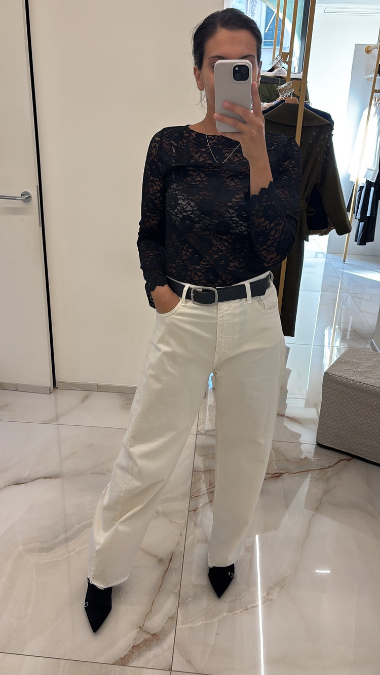 SUSY MIX - MAGLIA PIZZO MANICA 3 / 4 - NERA