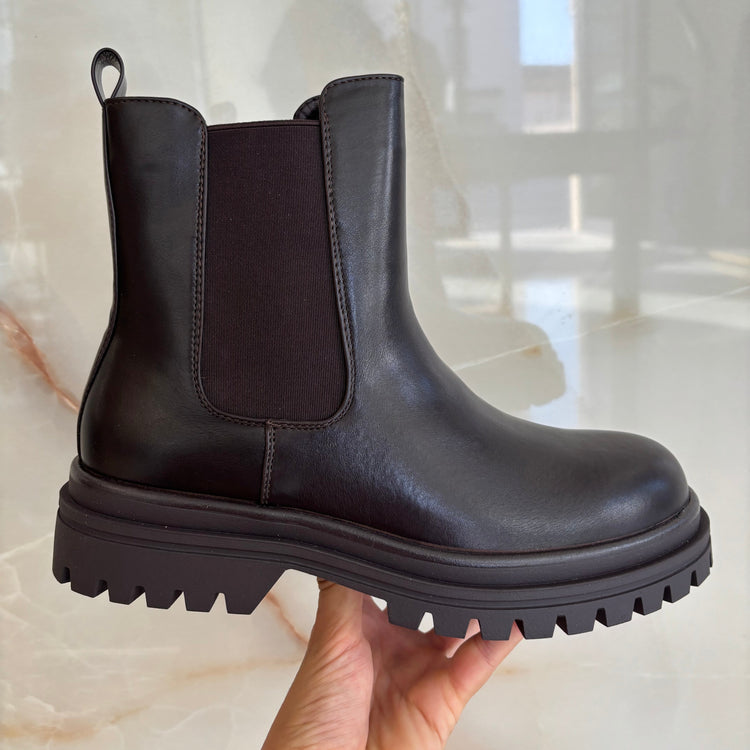 STIVALETTO BASSO LISCIO - MARRONE