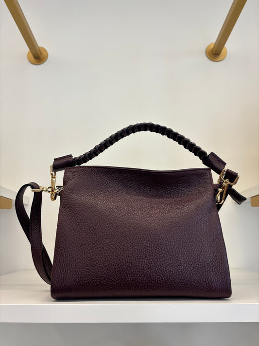 BORSA HOBO PICCOLA MANICO INTRECCIATO - BURGUNDY