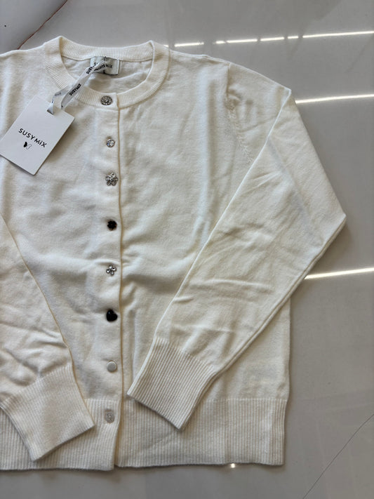 SUSY MIX - CARDIGAN COREANA GIOIELLO - PANNA