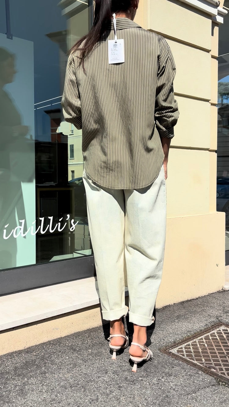 SUSY MIX - CAMICIA RIGHE - VERDE MILITARE