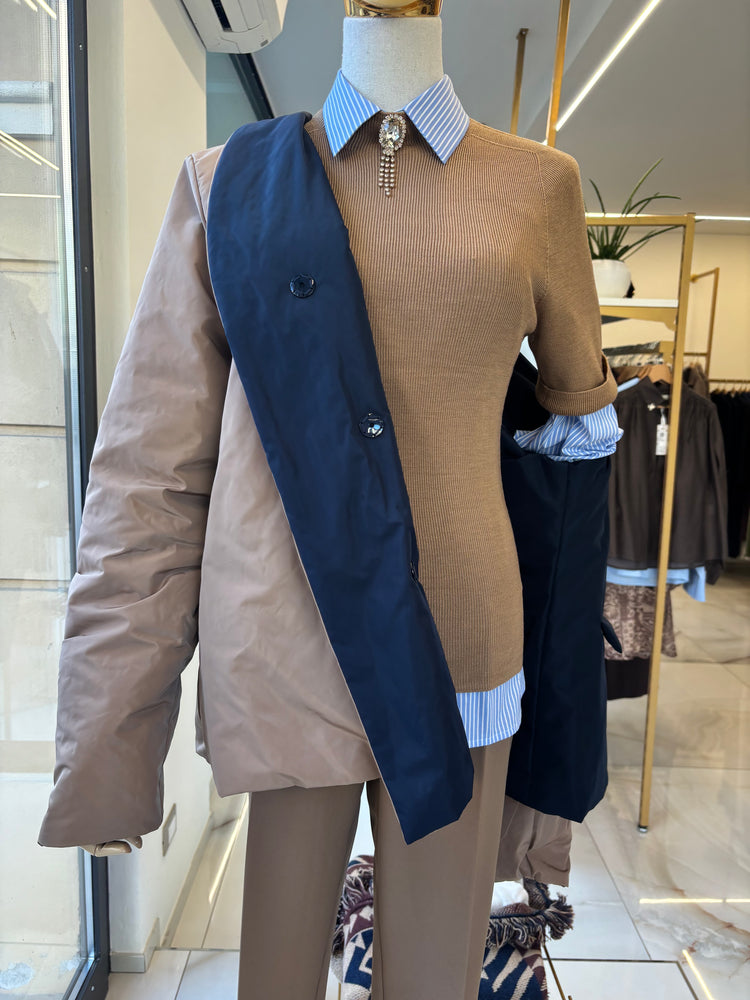 CARMEN - GIUBBINO DOUBLE FACE - BLU E BISCOTTO